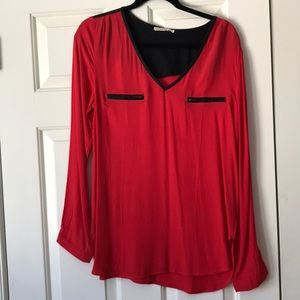 NWT Red Leather accent top